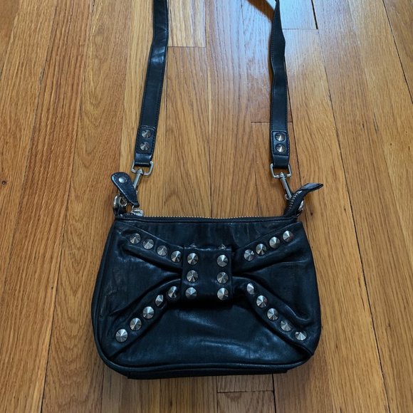 Betsey Johnson Handbags - Betsey Johnson Black Leather Purse with silver studs